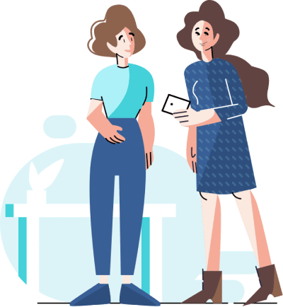 two girls are talking